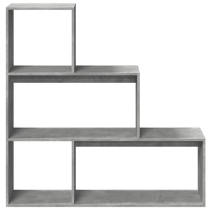 Betongraues Raumteiler-Bücherregal, 3 Stufen