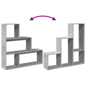 Betongraues Raumteiler-Bücherregal, 3 Stufen