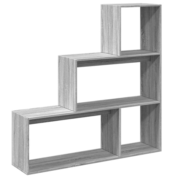 Graues Raumteiler-Bücherregal Sonoma 3-stufig