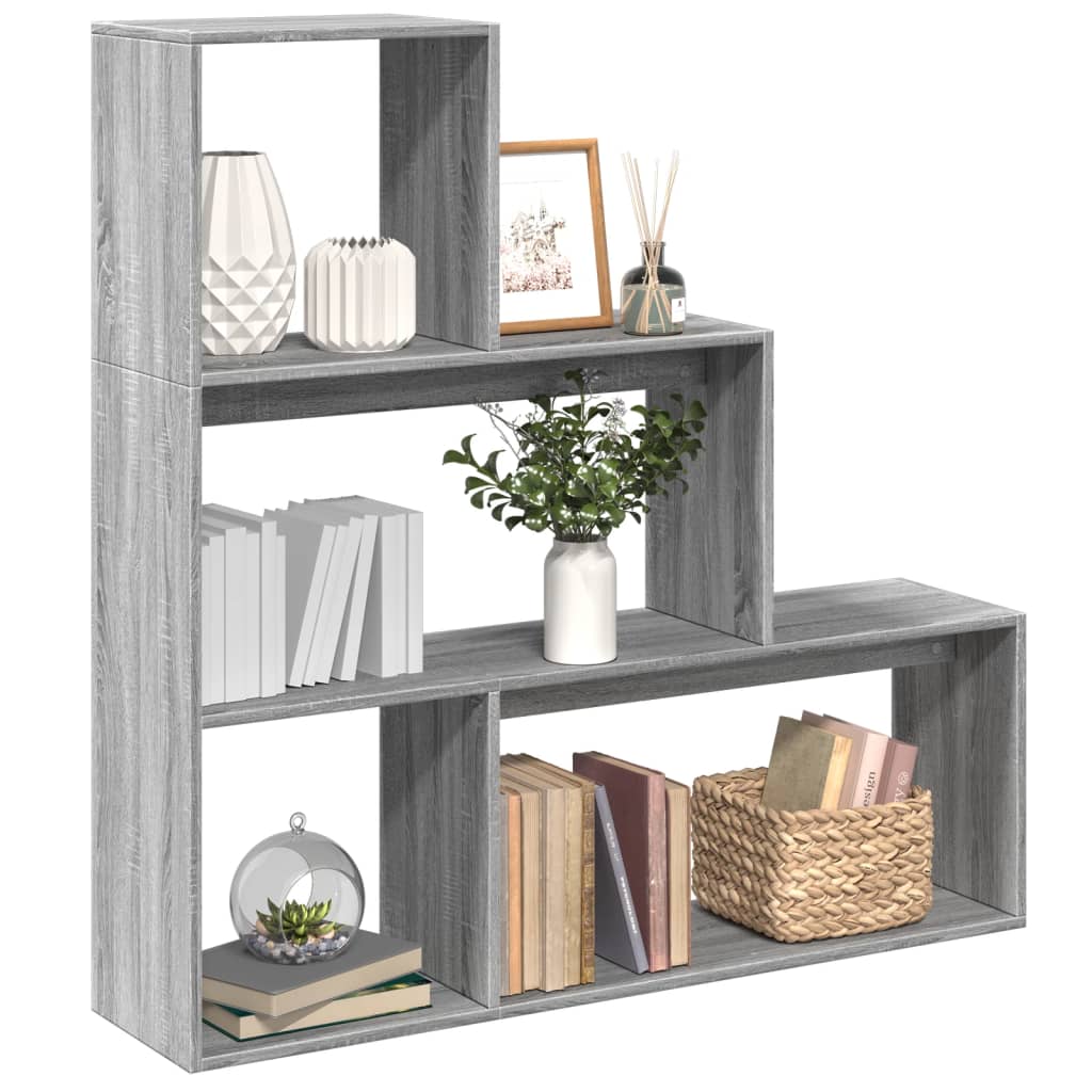 Graues Raumteiler-Bücherregal Sonoma 3-stufig