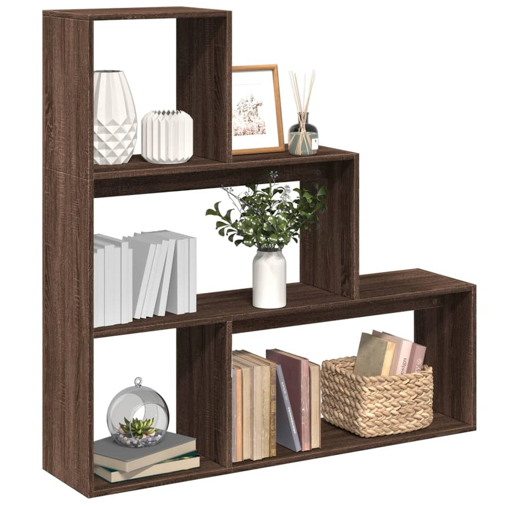 vidaXL Room Divider Bookshelf 3 Tiers Brown Oak Look 123x29x123cm