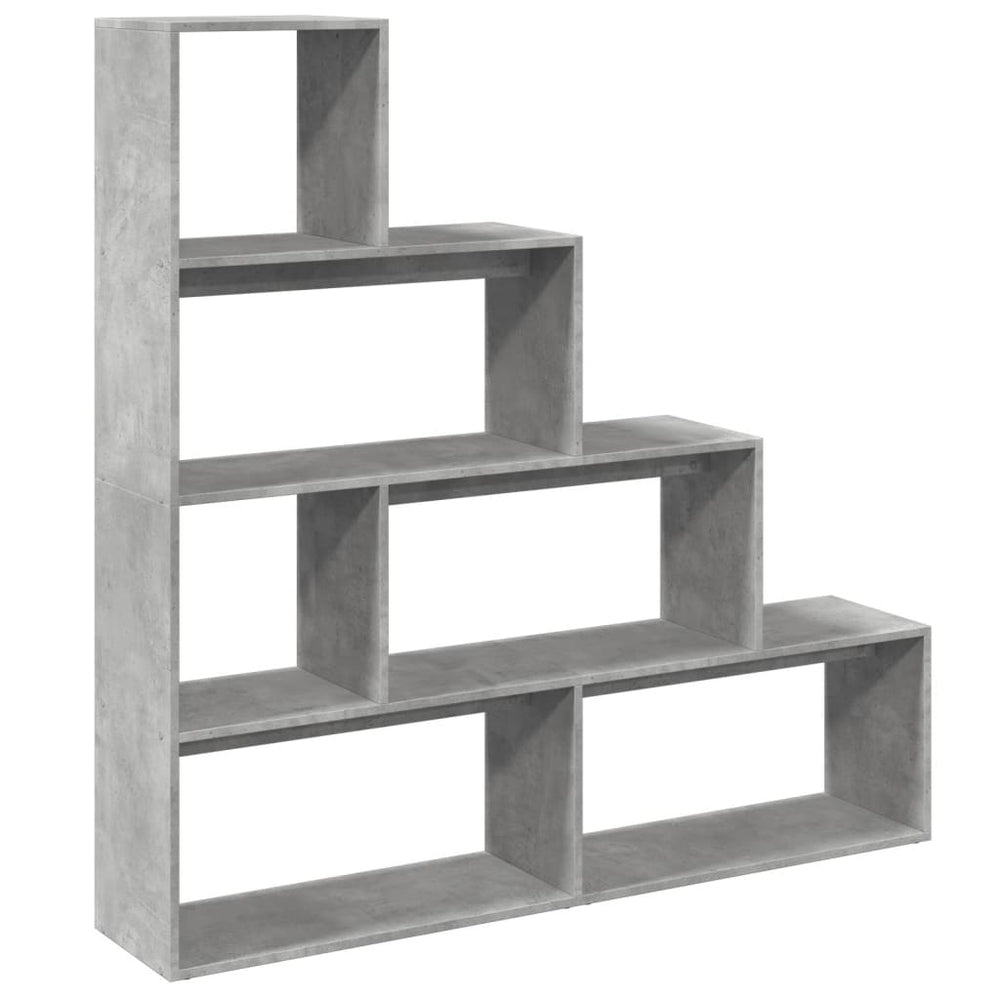 vidaXL Room Divider Bookcase 4 Tiers Concrete Grey 143.5x29x143.5 cm