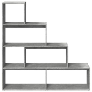 Betongraues Raumteiler-Bücherregal mit 4 Fächern