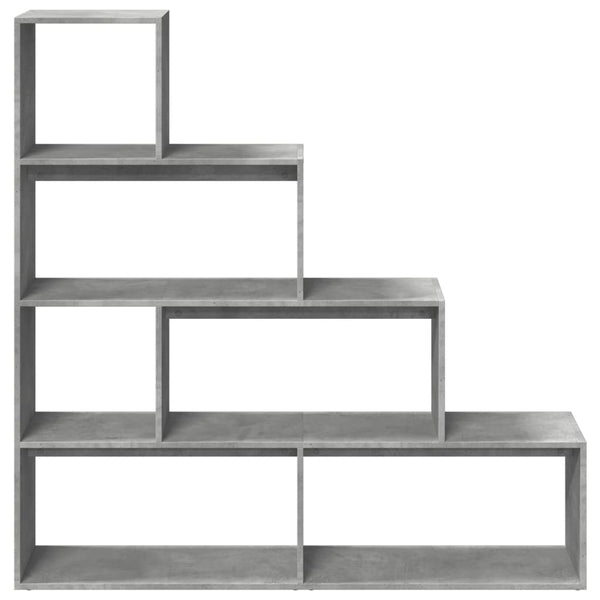 Betongraues Raumteiler-Bücherregal mit 4 Fächern