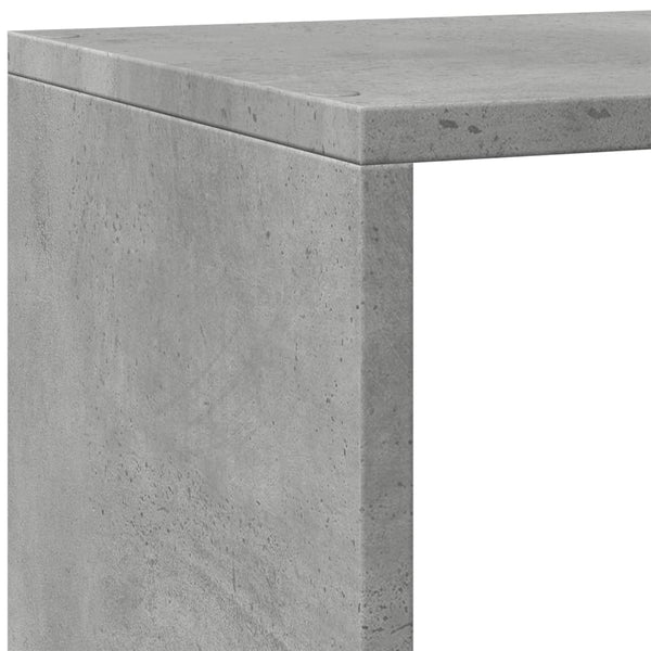 Betongraues Raumteiler-Bücherregal mit 4 Fächern