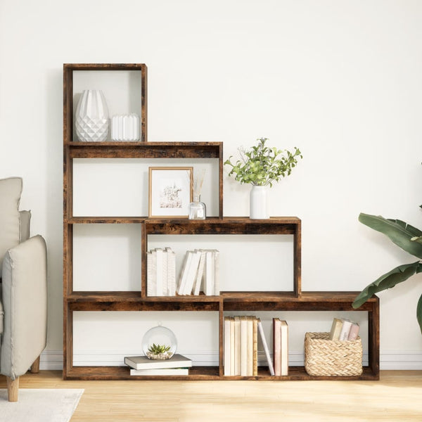 Raumteiler Bücherregal Räuchereiche, 4 Stufen