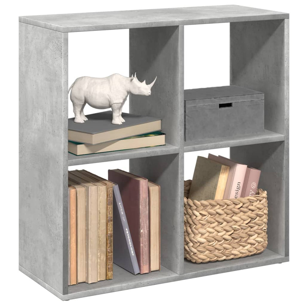 Betongraues Raumteiler-Bücherregal