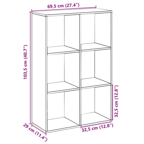 vidaXL Bibliothèque-séparateur de pièce gris béton 69,5x29x103,5 cm en bois d'ingénierie