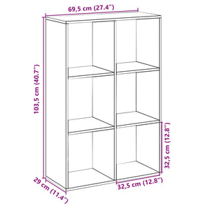 Raumteiler Bücherregal Grau Sonoma 103,5 cm