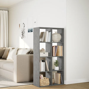 Betongraues Raumteiler-Bücherregal