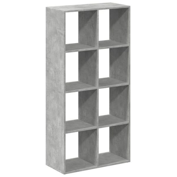 Betongraues Raumteiler-Bücherregal