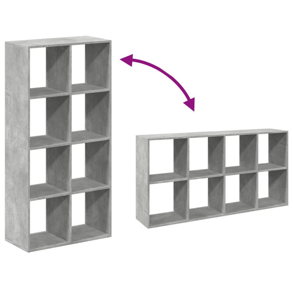 Betongraues Raumteiler-Bücherregal