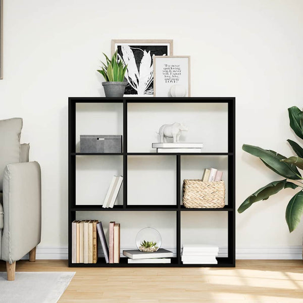 Schwarzes Raumteiler-Bücherregal 102cm
