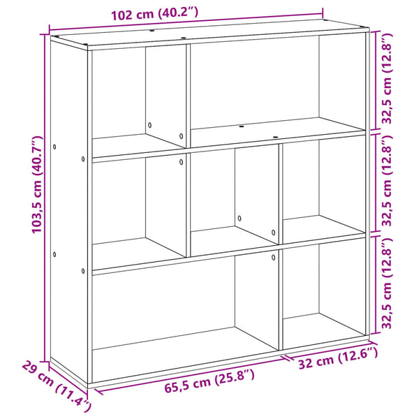Graues Raumteiler-Bücherregal Sonoma 102 cm