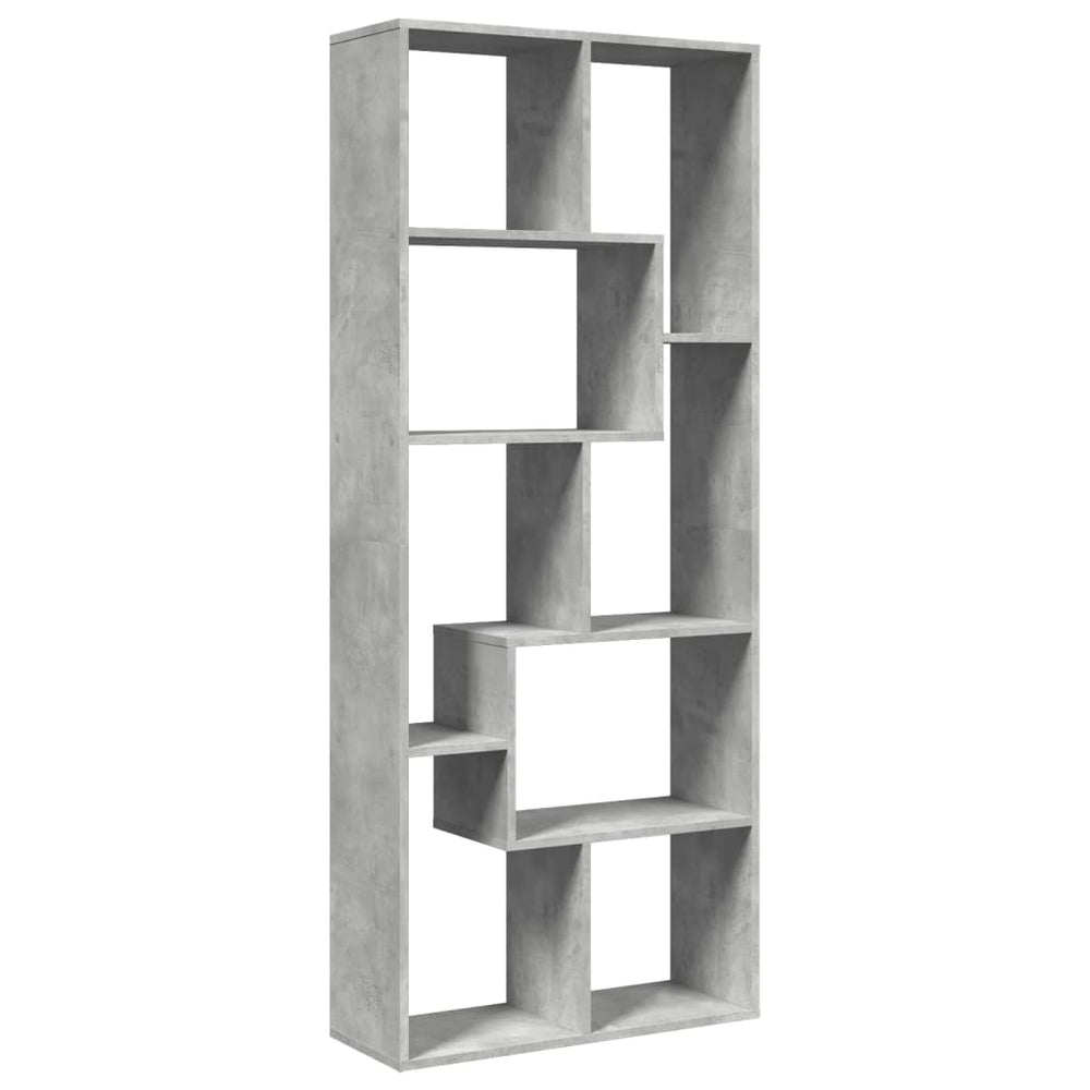 Betongraues Raumteiler-Bücherregal 67x161,5 cm