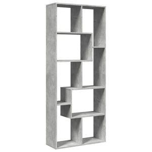 Betongraues Raumteiler-Bücherregal 67x161,5 cm