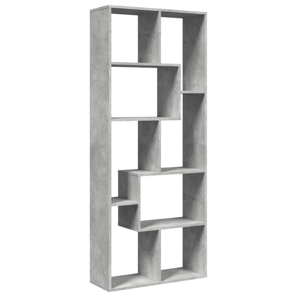 Betongraues Raumteiler-Bücherregal 67x161,5 cm