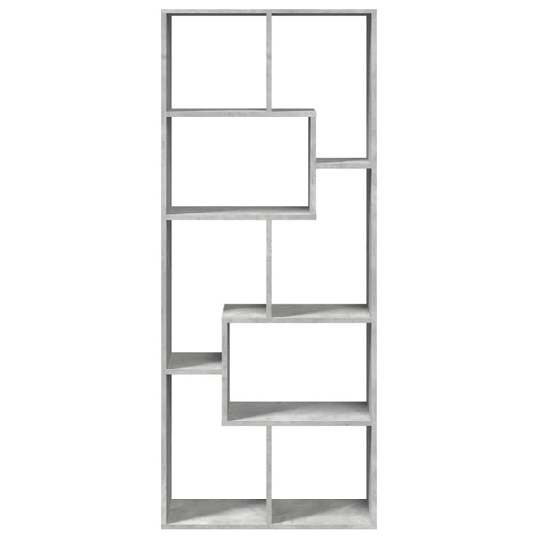 Betongraues Raumteiler-Bücherregal 67x161,5 cm