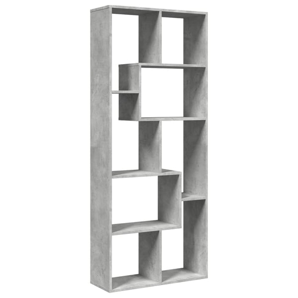 Betongraues Raumteiler-Bücherregal 67x161,5 cm