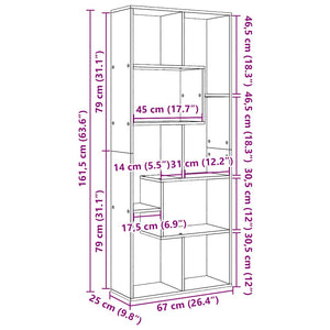 vidaXL Étagère de séparation de pièce en chêne artisanal 67x25x161,5 cm