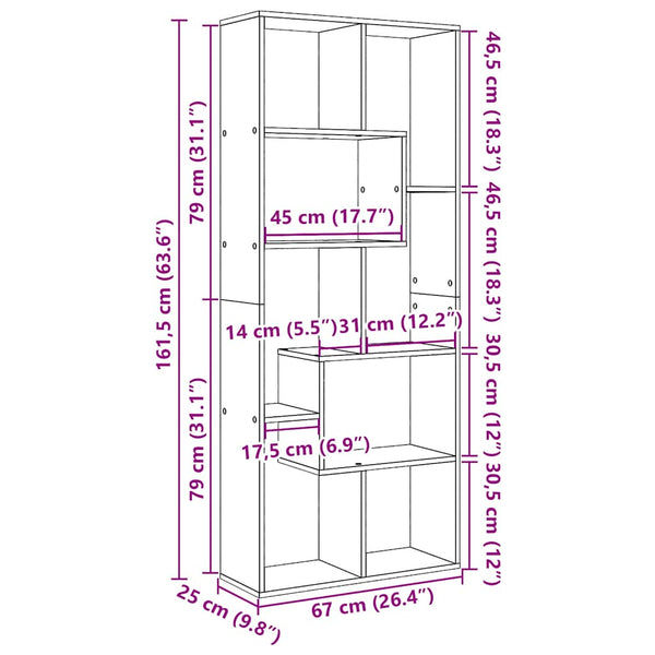 vidaXL Étagère de séparation de pièce en chêne artisanal 67x25x161,5 cm