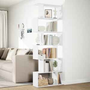 Weißes Raumteiler-Bücherregal mit 6 Fächern