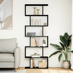 Raumteiler Bücherregal Schwarz, 6 Etagen