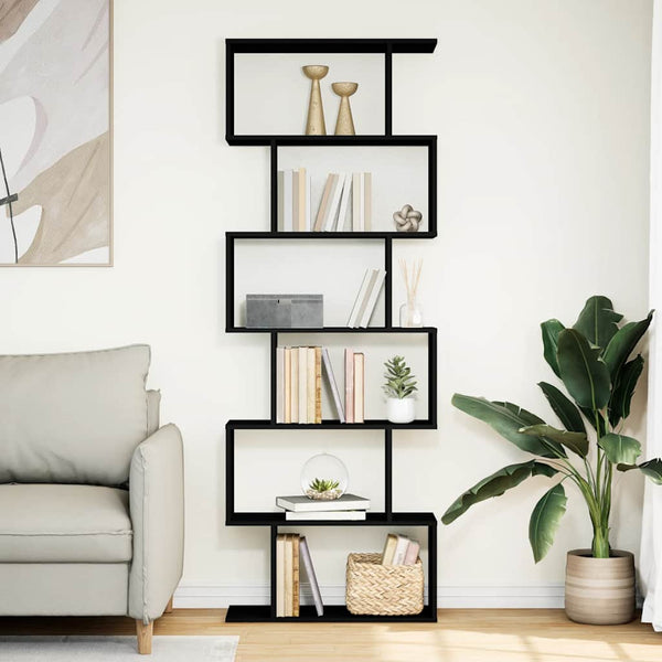 Raumteiler Bücherregal Schwarz, 6 Etagen