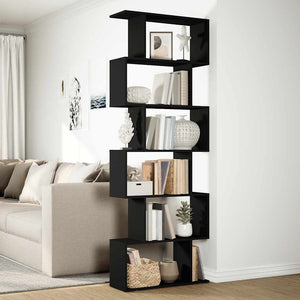 Raumteiler Bücherregal Schwarz, 6 Etagen
