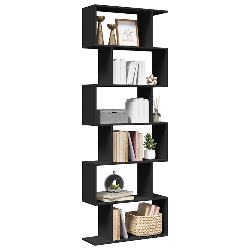 Raumteiler Bücherregal Schwarz, 6 Etagen