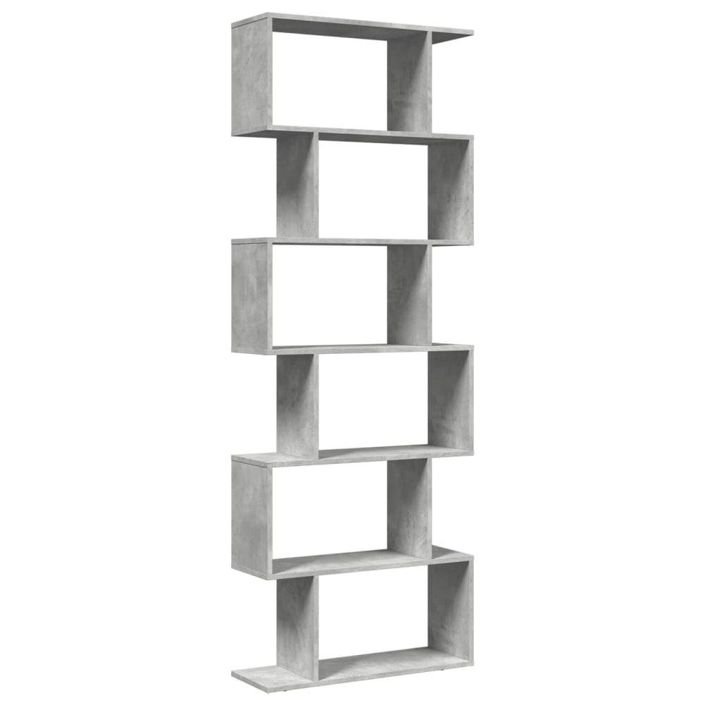 Betongraues Raumteiler-Bücherregal, 6 Fächer