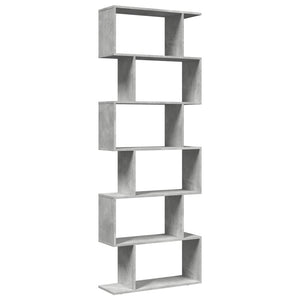 Betongraues Raumteiler-Bücherregal, 6 Fächer