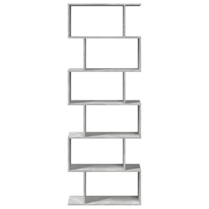 Betongraues Raumteiler-Bücherregal, 6 Fächer