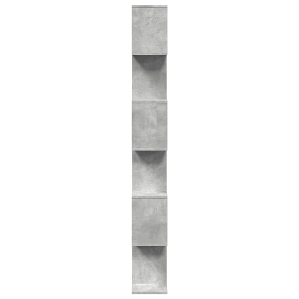 Betongraues Raumteiler-Bücherregal, 6 Fächer
