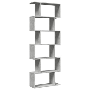Betongraues Raumteiler-Bücherregal, 6 Fächer