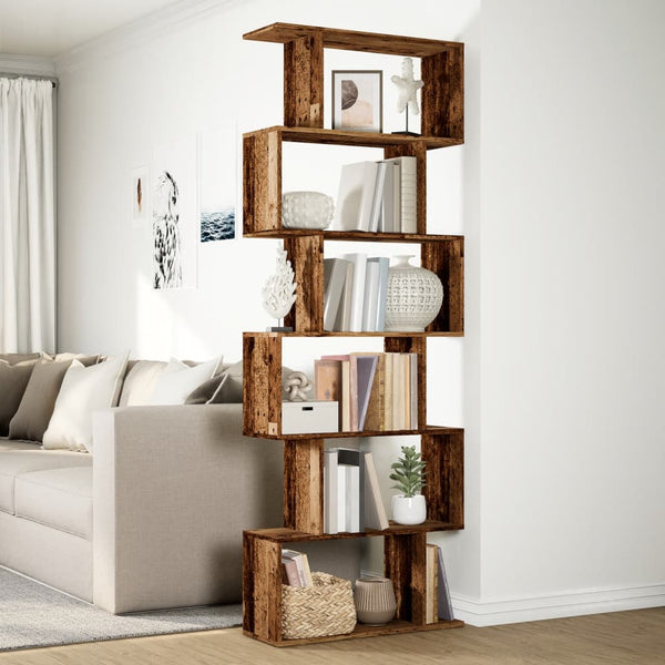 Raumteiler Bücherregal Altholz-Optik, 6 Fächer
