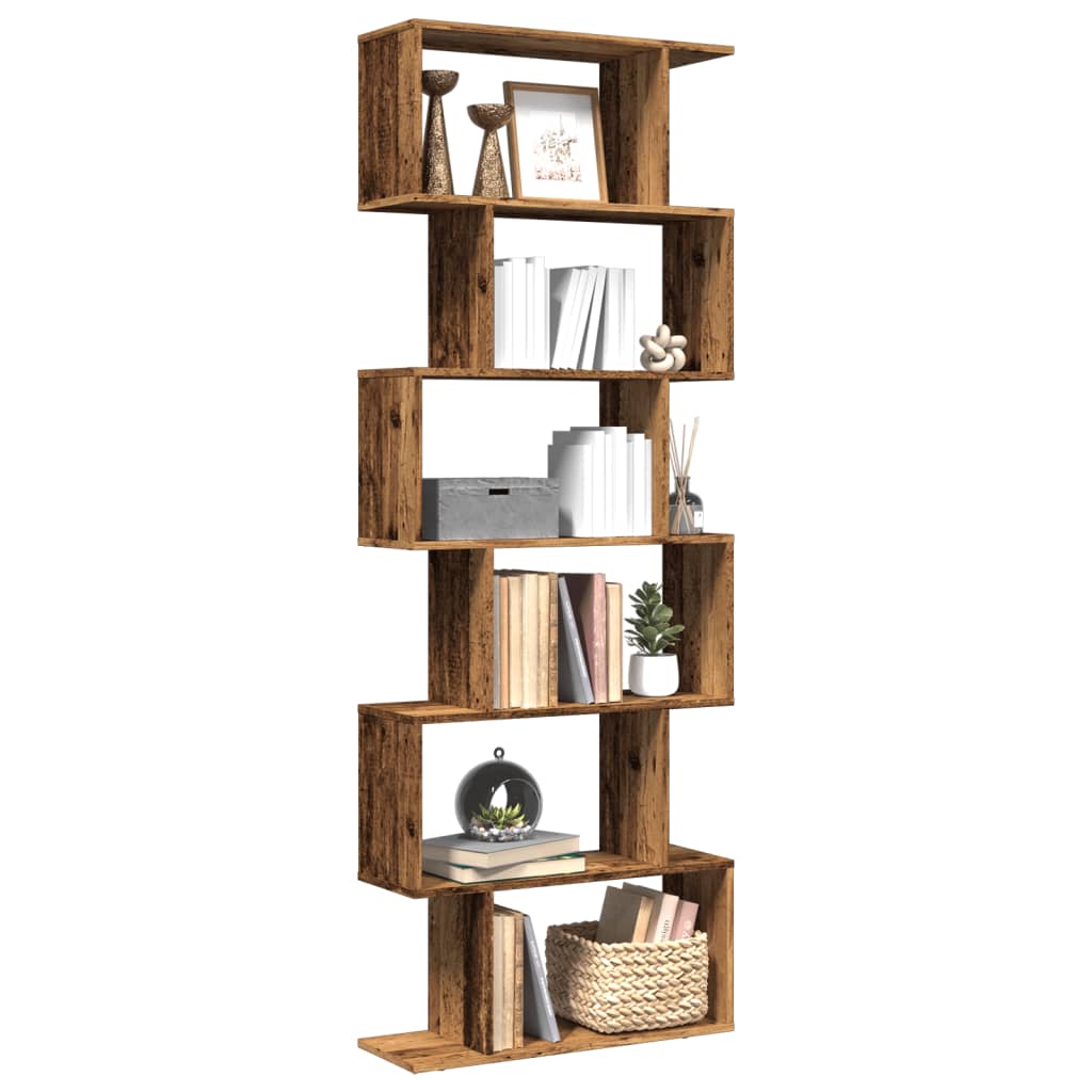 Raumteiler Bücherregal Altholz-Optik, 6 Fächer