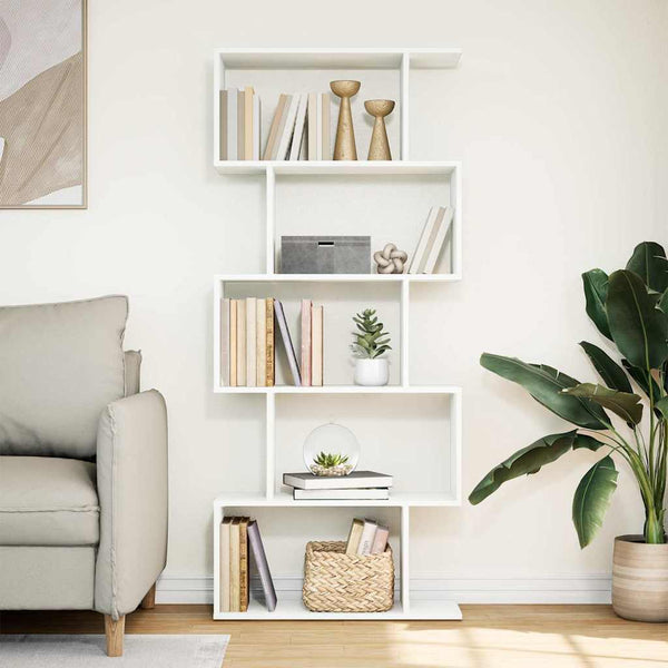 Raumteiler Bücherregal Weiß, 5-stufig