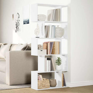 Raumteiler Bücherregal Weiß, 5-stufig