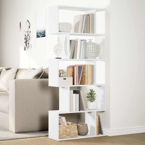 Raumteiler Bücherregal Weiß, 5-stufig