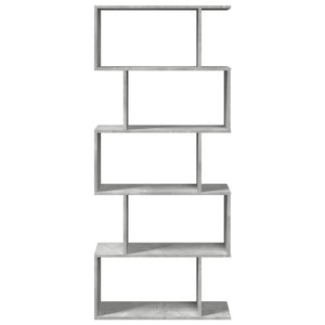 Betongraues Raumteiler-Bücherregal, 5 Etagen, 70x161 cm