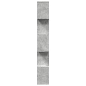 Betongraues Raumteiler-Bücherregal, 5 Etagen, 70x161 cm