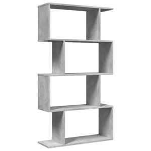 Betongraues Raumteiler-Bücherregal mit 4 Böden
