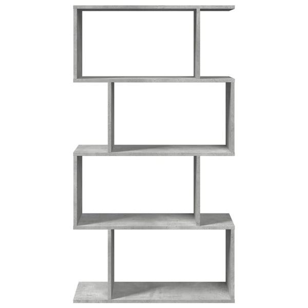 Betongraues Raumteiler-Bücherregal mit 4 Böden