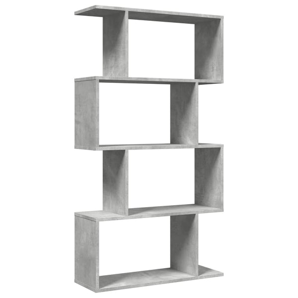 Betongraues Raumteiler-Bücherregal mit 4 Böden