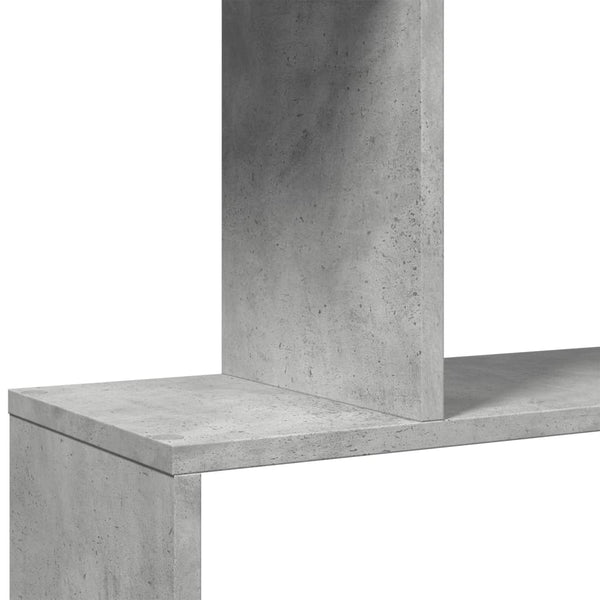 Betongraues Raumteiler-Bücherregal mit 4 Böden