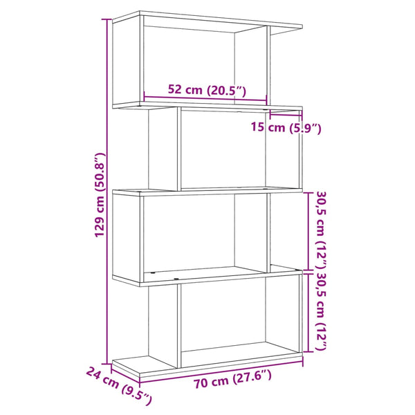 Raumteiler Bücherregal Grau Sonoma 70x129cm