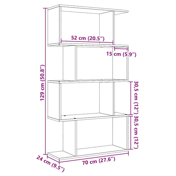 Raumteiler Bücherregal Artisan Eiche 70x129 cm