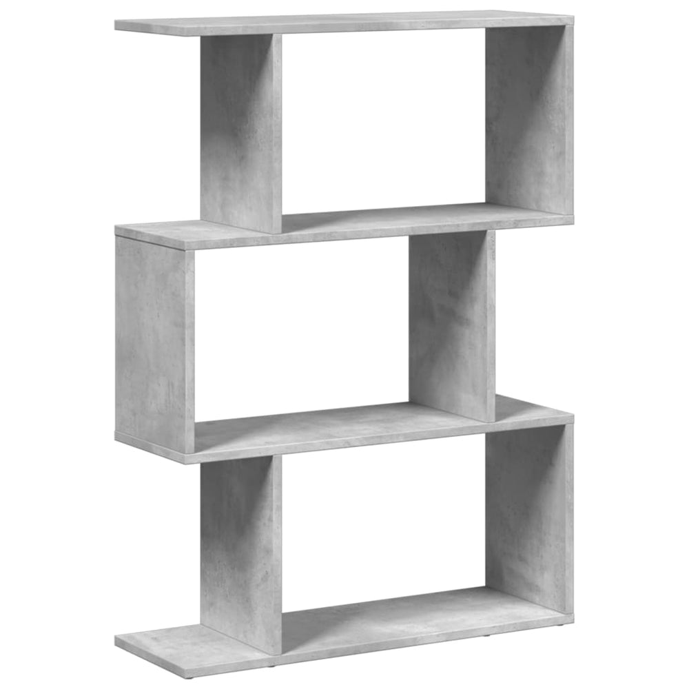 vidaXL Room Divider Bookcase 3 Compartments Concrete Grey 70x24x97 cm
