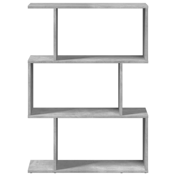 Betongraues Raumteiler-Bücherregal mit 3 Fächern
